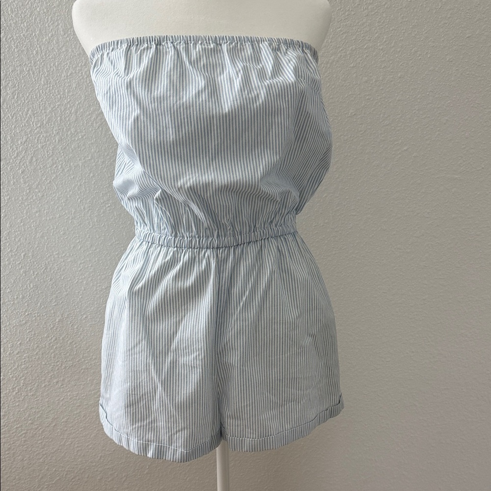 Kimchi Blue Blue and White Jumpsuit with Elastic Waist